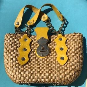 Michael Kors straw and leather bag
